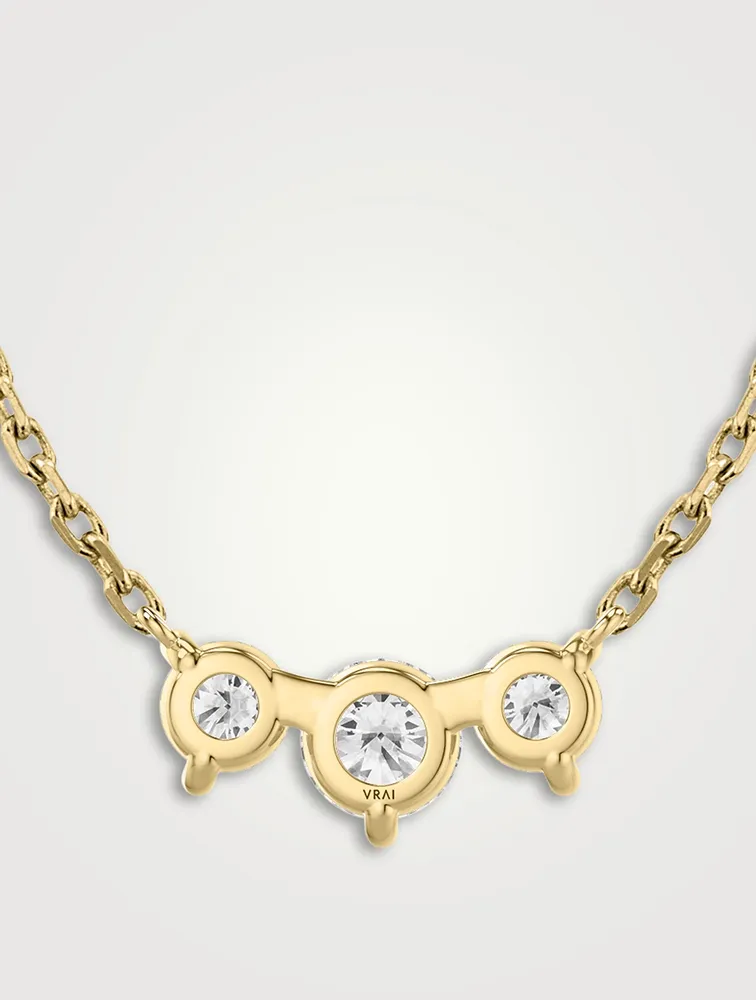 Solitaire Arc 14K Gold Three-Stone Lab Grown Diamond Necklace