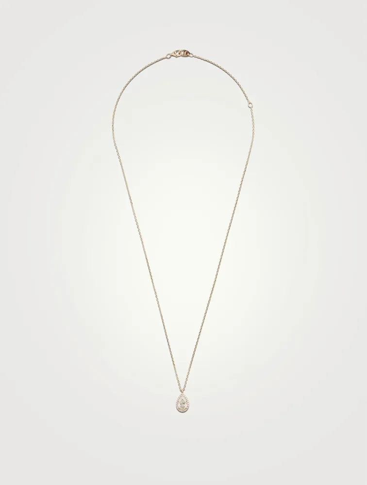Halo 14K White Gold Pear Lab Grown Diamond Pendant Necklace