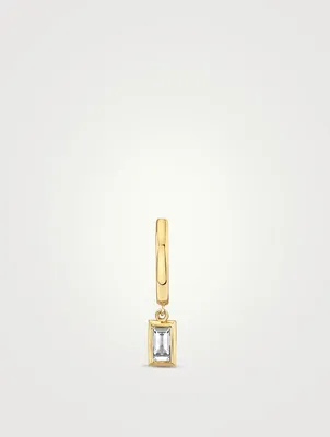 Bezel 14K Gold Drop Baguette Lab Grown Diamond Huggie Earring