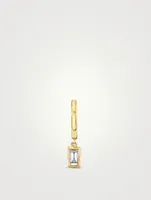 Bezel 14K Gold Drop Baguette Lab Grown Diamond Huggie Earring