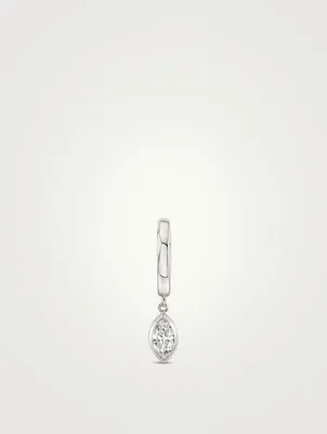 Bezel 14K White Gold Drop Marquise Lab Grown Diamond Huggie Earring