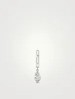 Bezel 14K White Gold Drop Marquise Lab Grown Diamond Huggie Earring