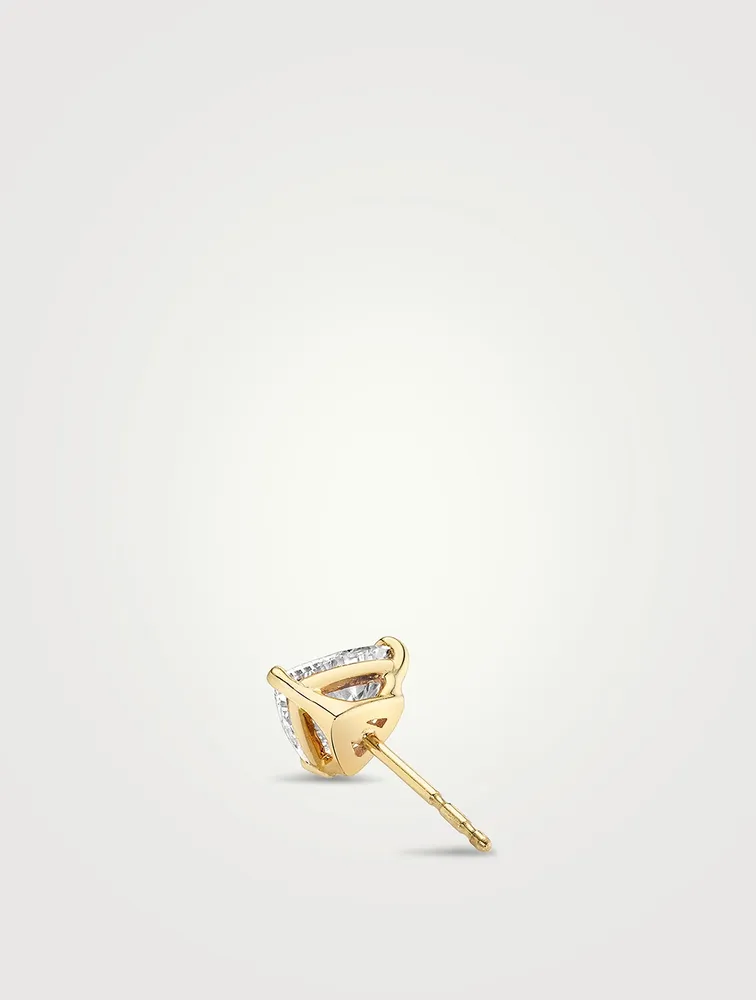 Solitaire 14K Gold Trillion Lab Grown Diamond Stud Earring