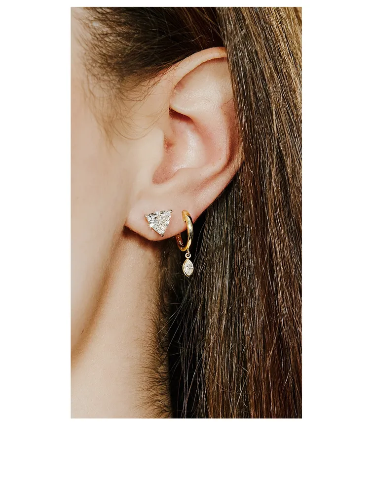 Solitaire 14K Gold Trillion Lab Grown Diamond Stud Earring