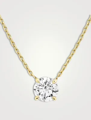 Solitaire 14K Gold Brilliant Round Lab Grown Diamond Necklace