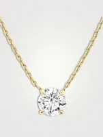 Solitaire 14K Gold Brilliant Round Lab Grown Diamond Necklace