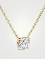 Solitaire 14K Gold Brilliant Round Lab Grown Diamond Necklace