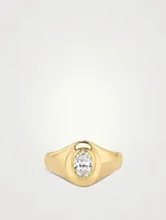 Statement 14K Gold Oval Lab Grown Diamond Signet Ring