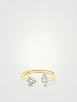 Stacking 14K Gold Trillion And Marquise Mixed Lab Grown Diamond Cuff Ring