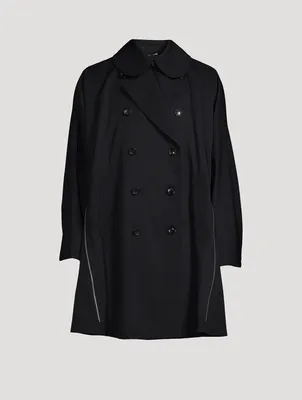 Wool Trench Coat With Zippers