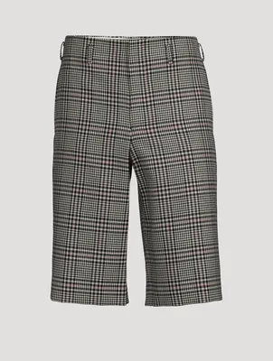 Wool Plaid Checked Shorts