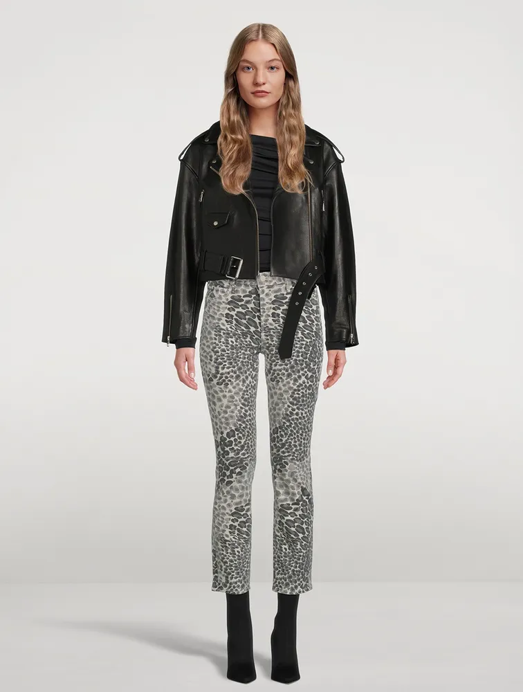 The Dazzler Straight-Leg Ankle Jeans Shadow Leopard Print
