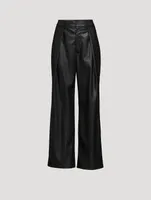 Tunnel Vision High-Waisted Pleated Faux Leather Pants