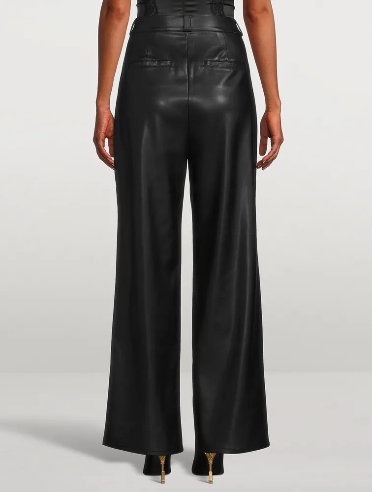 Tunnel Vision High-Waisted Pleated Faux Leather Pants