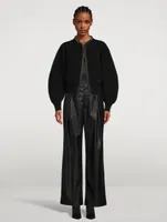 Tunnel Vision High-Waisted Pleated Faux Leather Pants