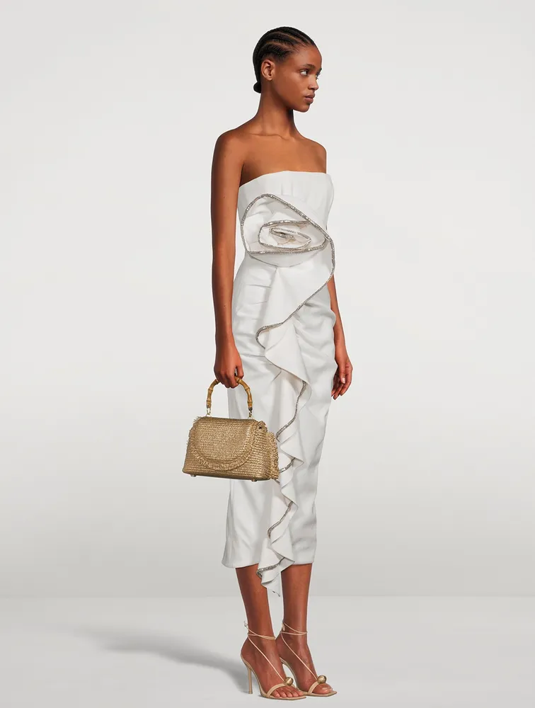 Mini Ozzy Metallic Raffia Top Handle Bag