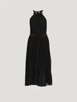 Sunray Pleat Halter Dress