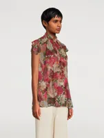 Wonderland Frilled Sleeveless Top Floral Print