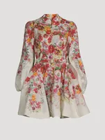 Wonderland Buttoned Mini Dress Floral Print