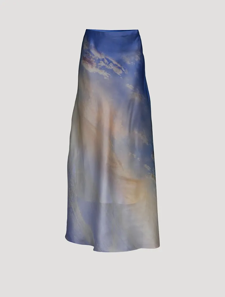 Tama Flared Maxi Skirt Sky Print