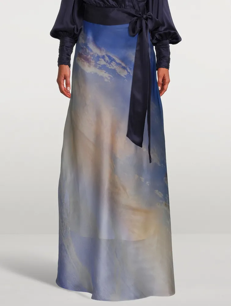 Tama Flared Maxi Skirt Sky Print