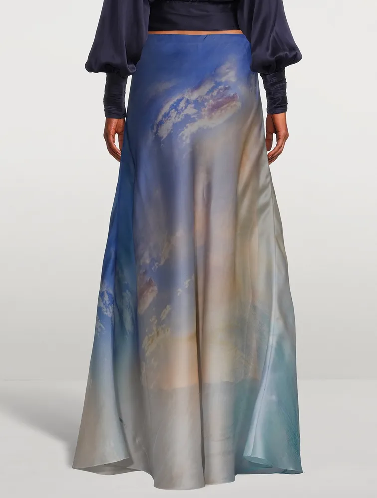 Tama Flared Maxi Skirt Sky Print