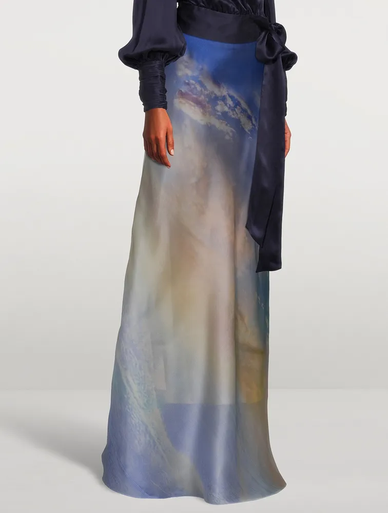 Tama Flared Maxi Skirt Sky Print