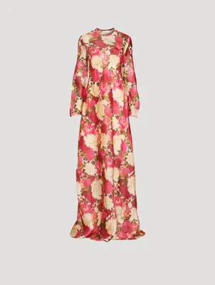 Wonderland Silk Bias Dress Floral Print