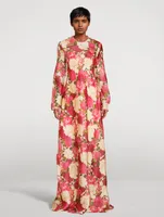 Wonderland Silk Bias Dress Floral Print