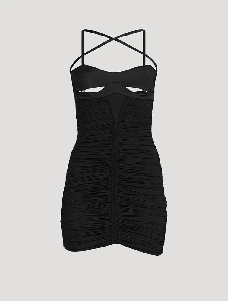 Ruched Cut-Out Mini Dress