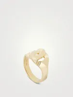 Menottes R12 Notch 18K Gold Ring With Diamonds