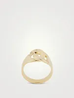 Menottes R12 Notch 18K Gold Ring With Diamonds