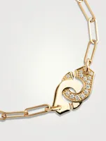 Menottes R10 18K Gold Chain Bracelet With Half Pavé Diamonds