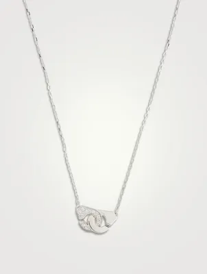 Menottes R8 Chain 18K White Gold Necklace With Half Pavé Diamonds