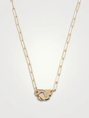 Menottes 18K Gold R10 Chain Necklace With Half Pavé Diamonds