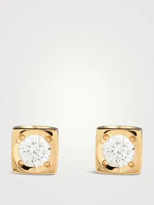 Medium Le Cube Diamant 18K Gold Earrings With Diamonds