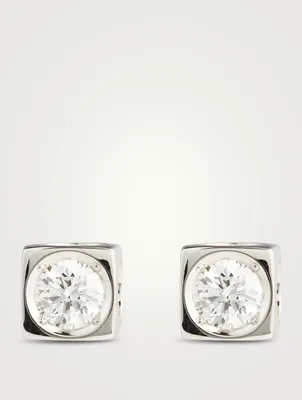 Medium Le Cube Diamant 18K Gold Earrings With Diamonds