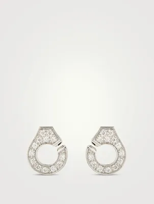 Menottes R7,5 Stud 18K White Gold Earrings With Pavé Diamonds