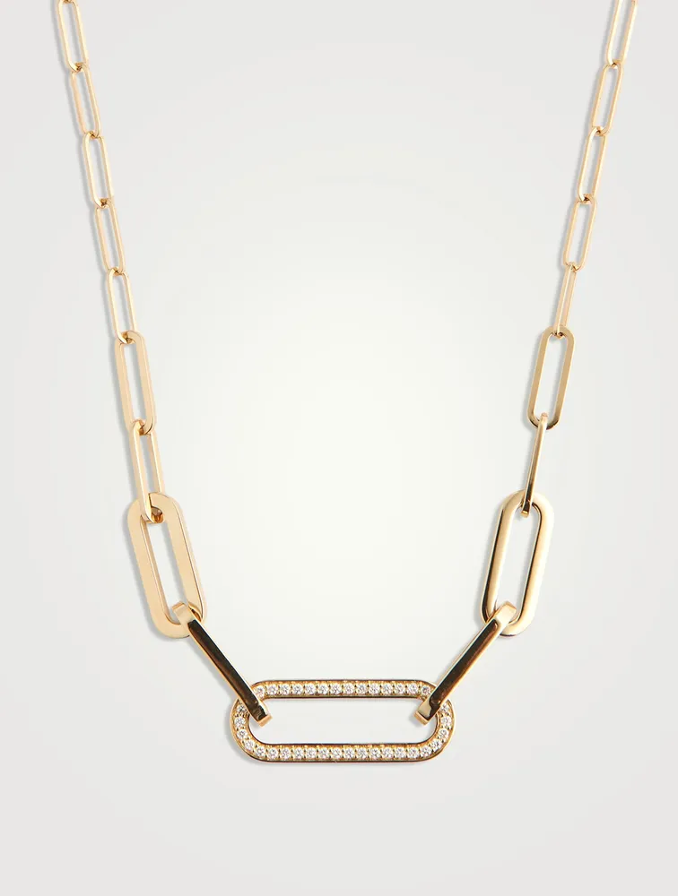 L Maillon 18K Gold Necklace With Diamonds