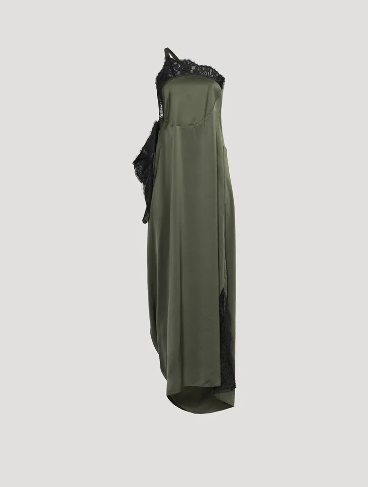 Asymmetric Satin Gown