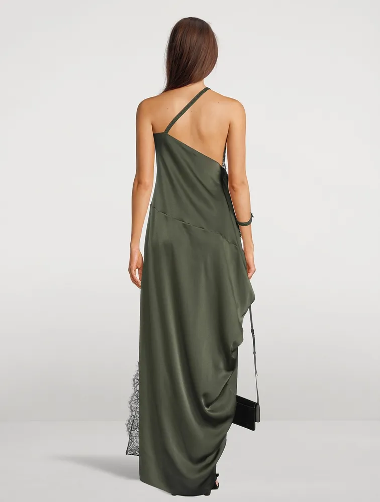 Asymmetric Satin Gown