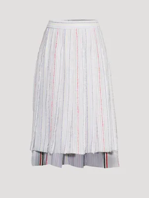 Seersucker Tulle Tweed Midi Skirt