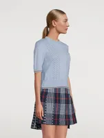 Pointelle Knit Short-Sleeve Sweater