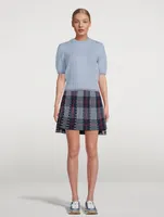 Pointelle Knit Short-Sleeve Sweater