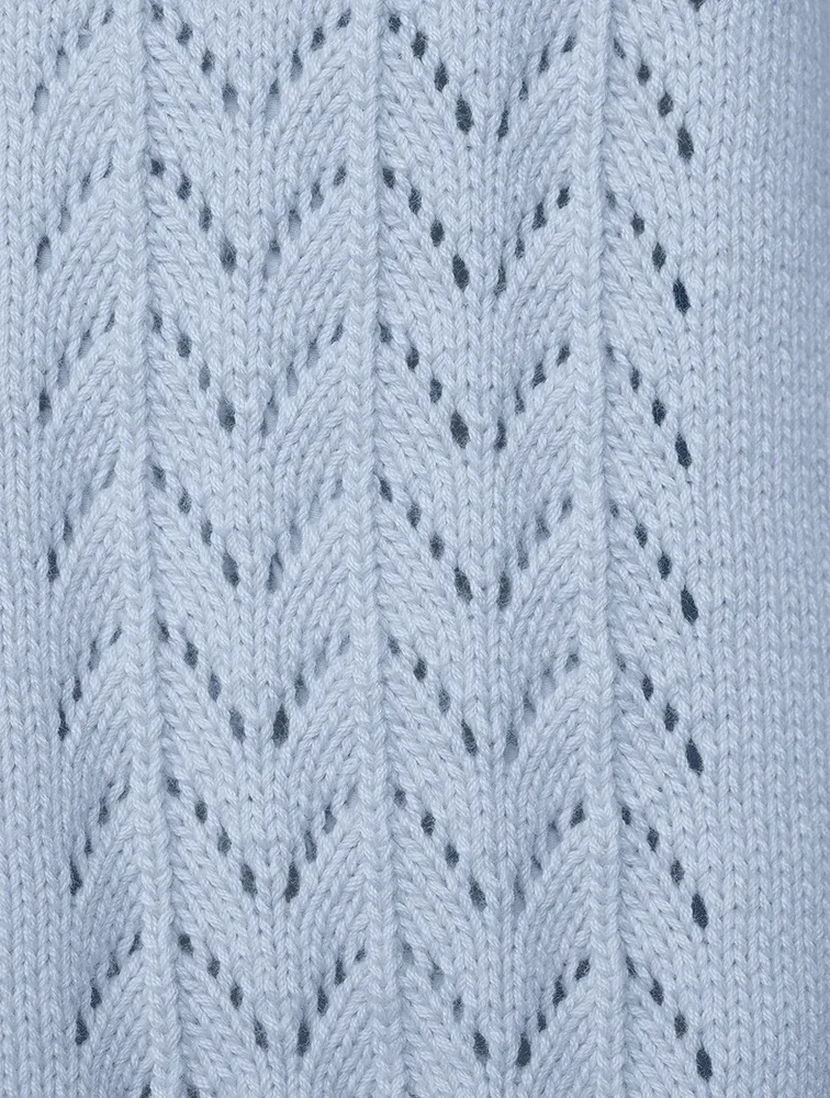 Cotton Pointelle Cropped Polo Cardigan