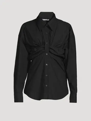 Ruched Bandeau Overlay Open Front Shirt