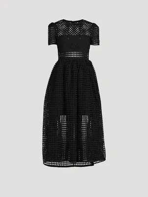 Grid Lace Midi Dress