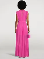 Chiffon Sleeveless Ruffle Long Dress