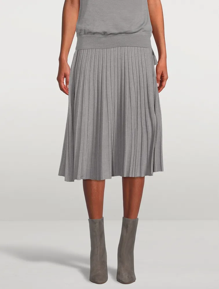 Pleated Side Tie Skirt