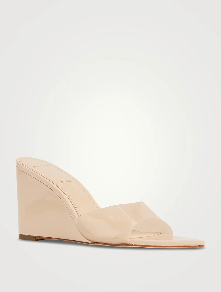 Octavia Patent Leather And PVC Wedge Mules